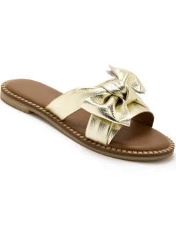 New Mules noeud fantaisie tout cuir Femme Mules