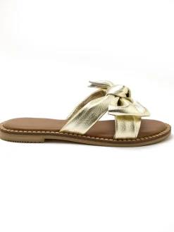 New Mules noeud fantaisie tout cuir Femme Mules