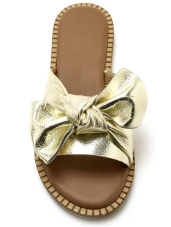 New Mules noeud fantaisie tout cuir Femme Mules