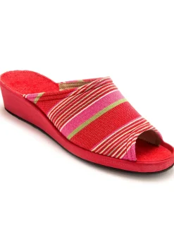 Hot Mules rayées grande largeur Femme Pantoufles, Chaussons