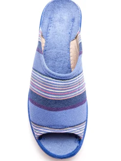 Outlet Mules rayées grande largeur Femme Pantoufles, Chaussons