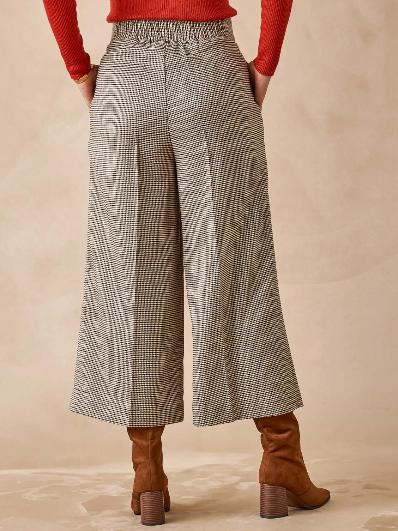 Online Pantacourt large élastiqué dos Femme Pantacourt|Pantalon