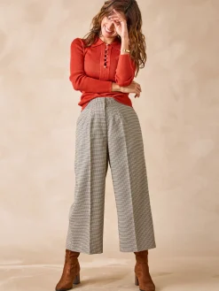 Online Pantacourt large élastiqué dos Femme Pantacourt|Pantalon