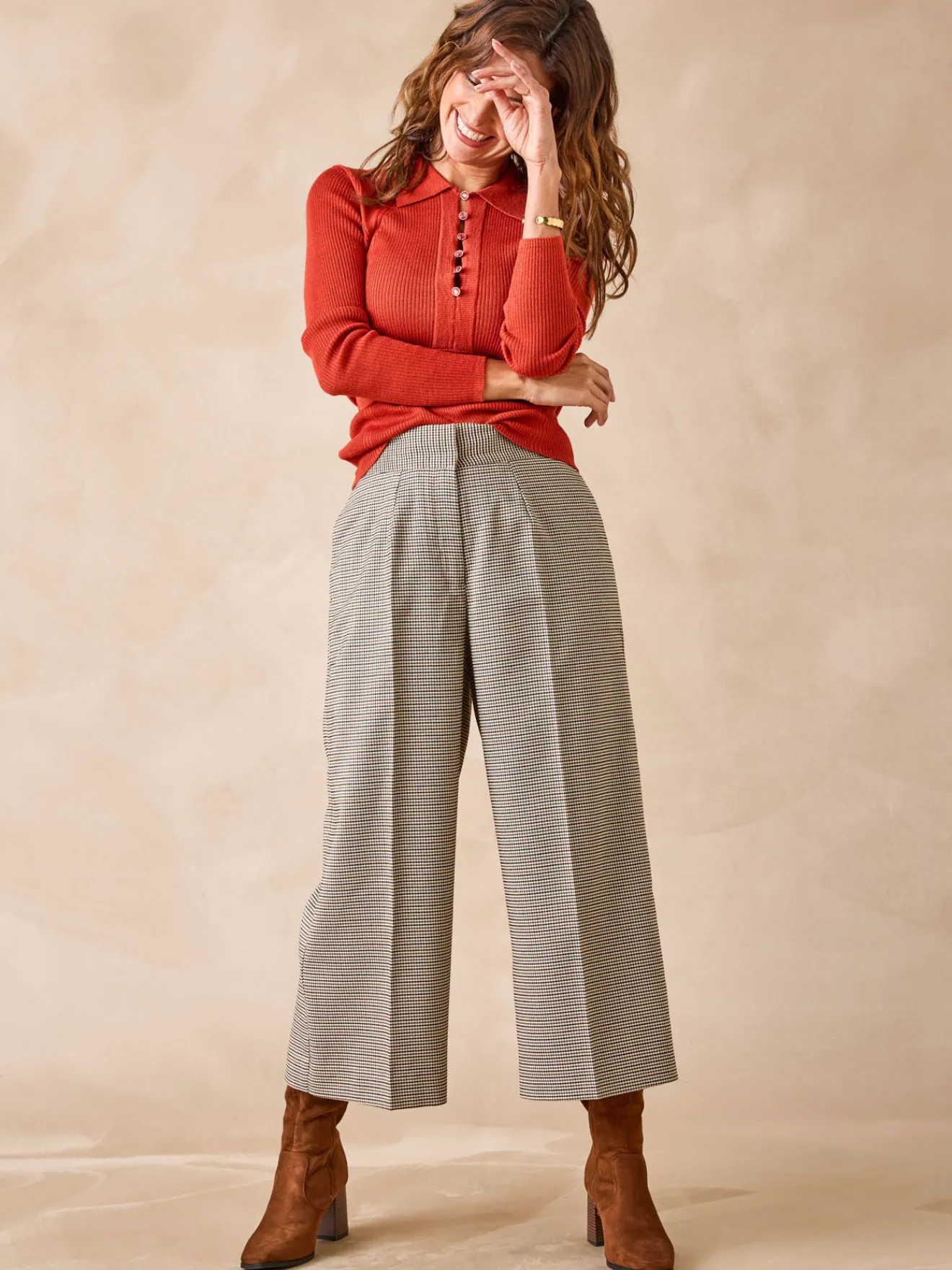 Online Pantacourt large élastiqué dos Femme Pantacourt|Pantalon