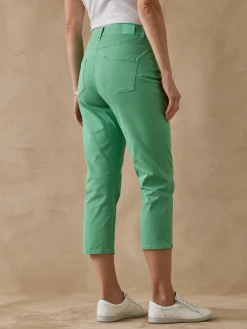 Online Pantacourt élastiqué en gabardine Femme Pantacourt|Pantalon