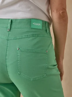 Online Pantacourt élastiqué en gabardine Femme Pantacourt|Pantalon