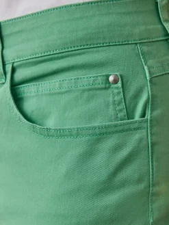 Online Pantacourt élastiqué en gabardine Femme Pantacourt|Pantalon