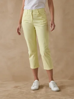 Sale Pantacourt élastiqué en gabardine Femme Pantacourt|Pantalon