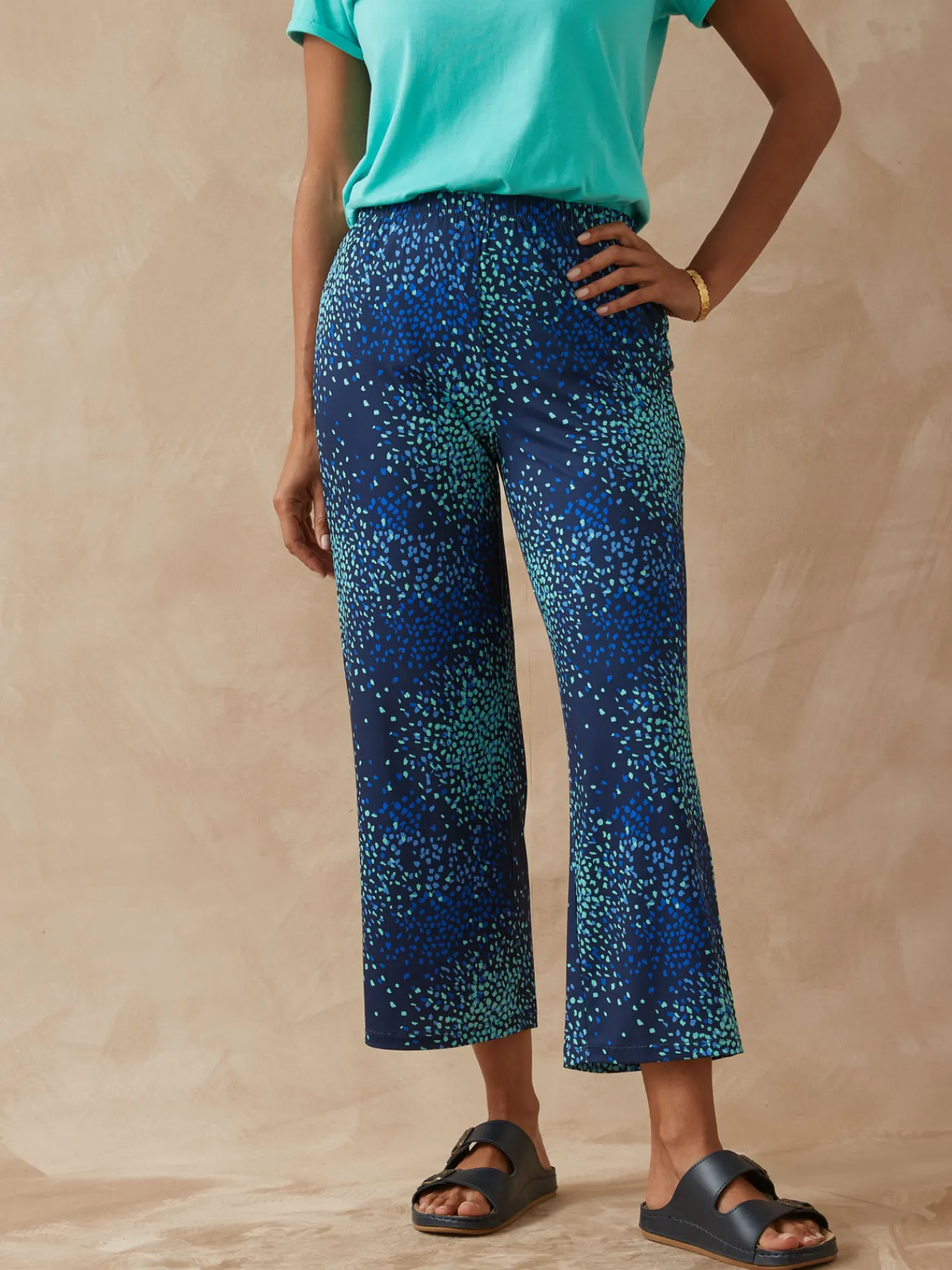 Outlet Pantacourt élastiqué en maille Femme Pantacourt|Pantalon