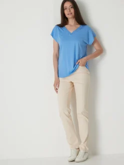 Clearance Pantalon 5 poches taille haute Femme Pantalon