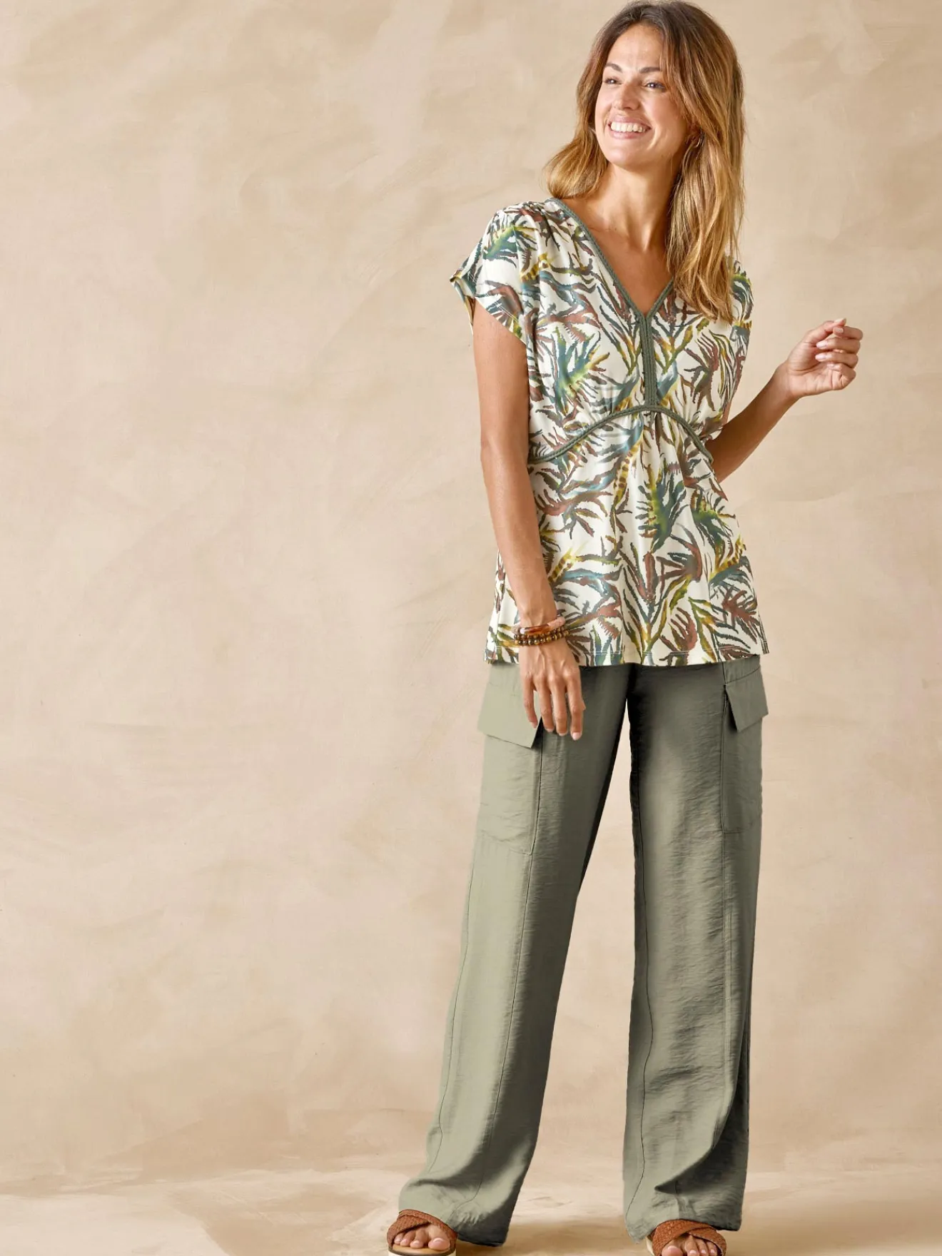 Sale Pantalon cargo élastiqué Femme Pantalon