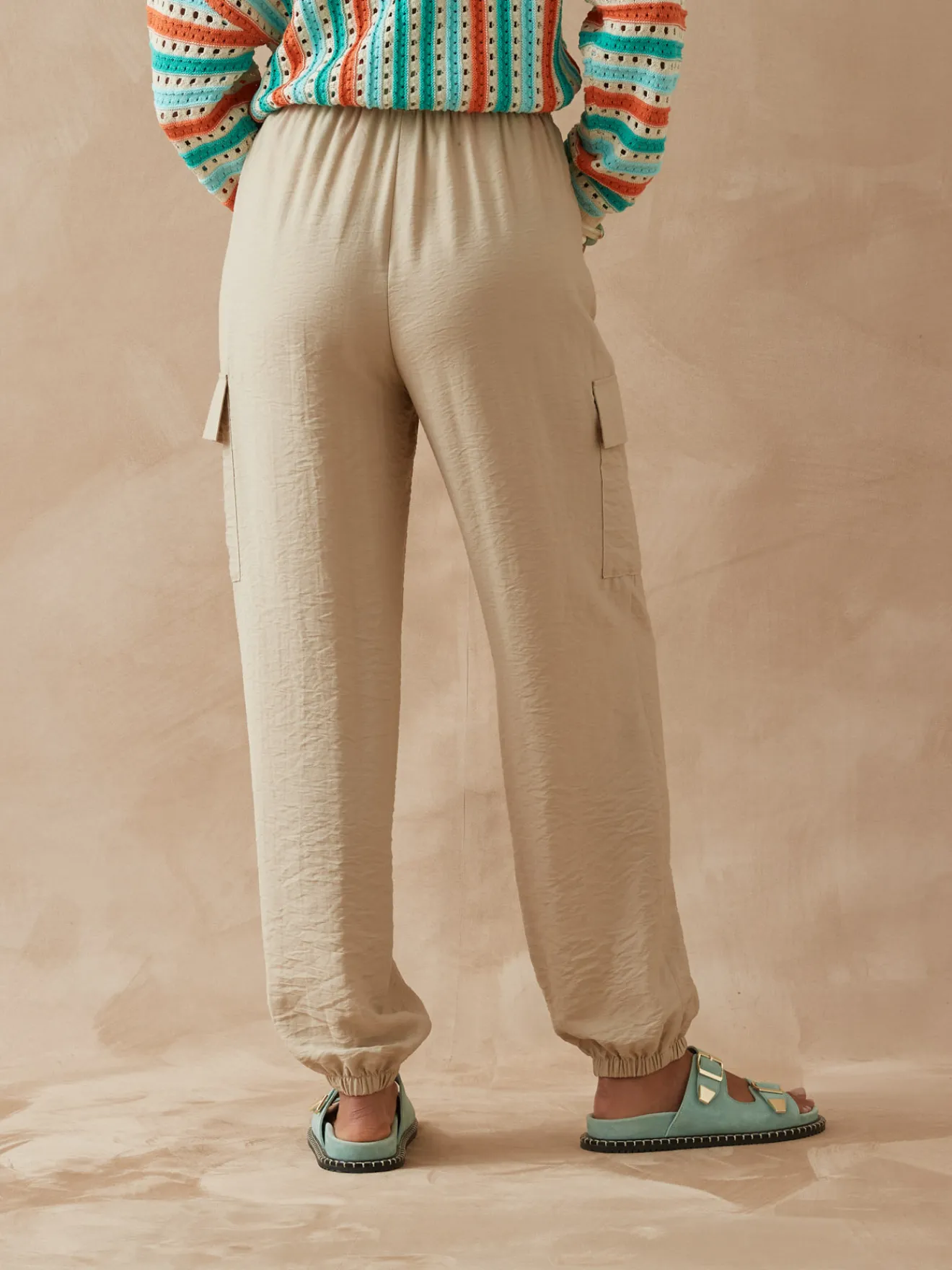 New Pantalon cargo élastiqué Femme Pantalon