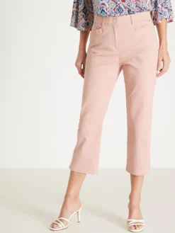 New Pantalon corsaire en toile extensible Femme Pantacourt|Pantalon