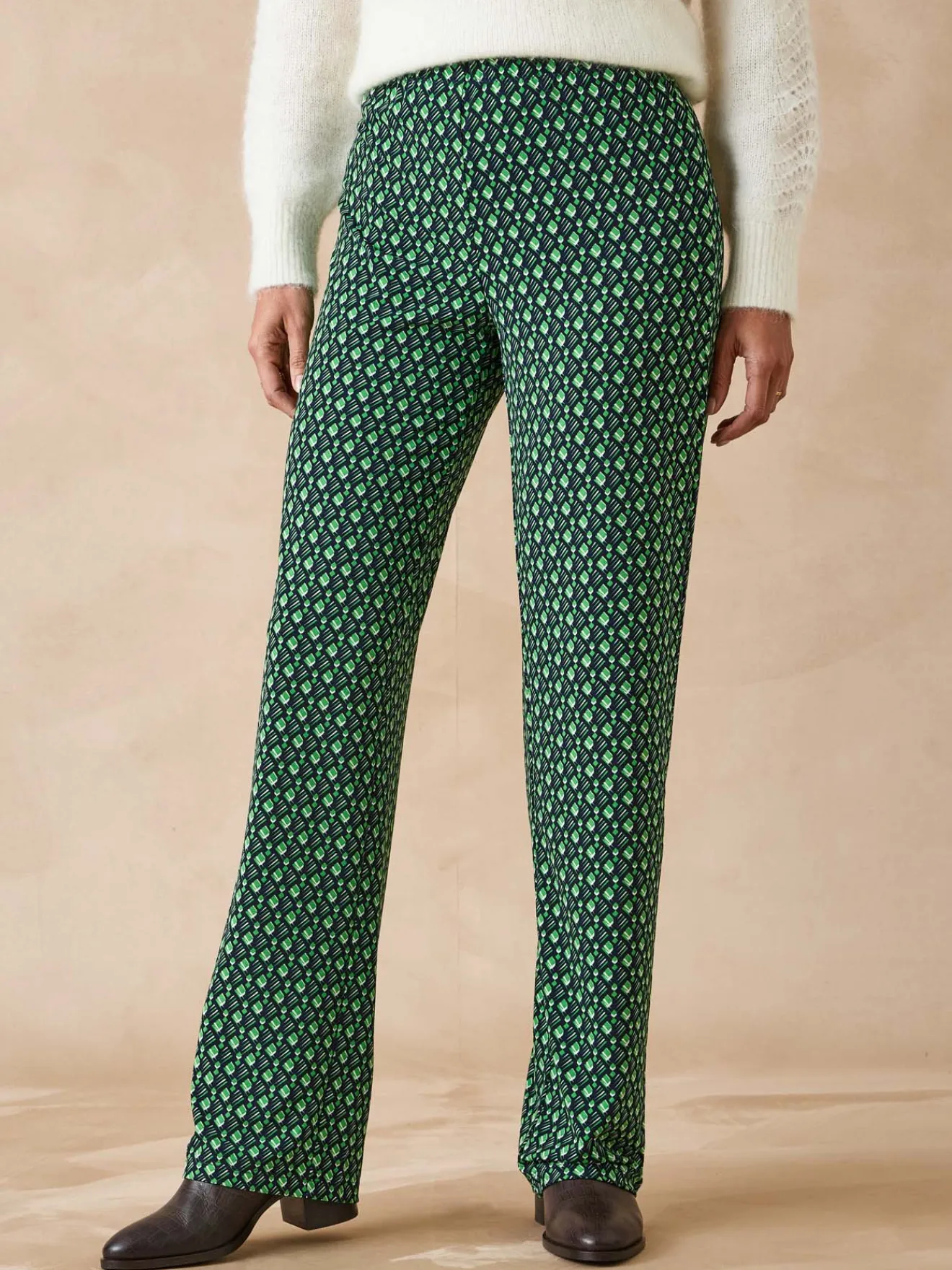 New Pantalon en crêpe fluide Femme Pantalon