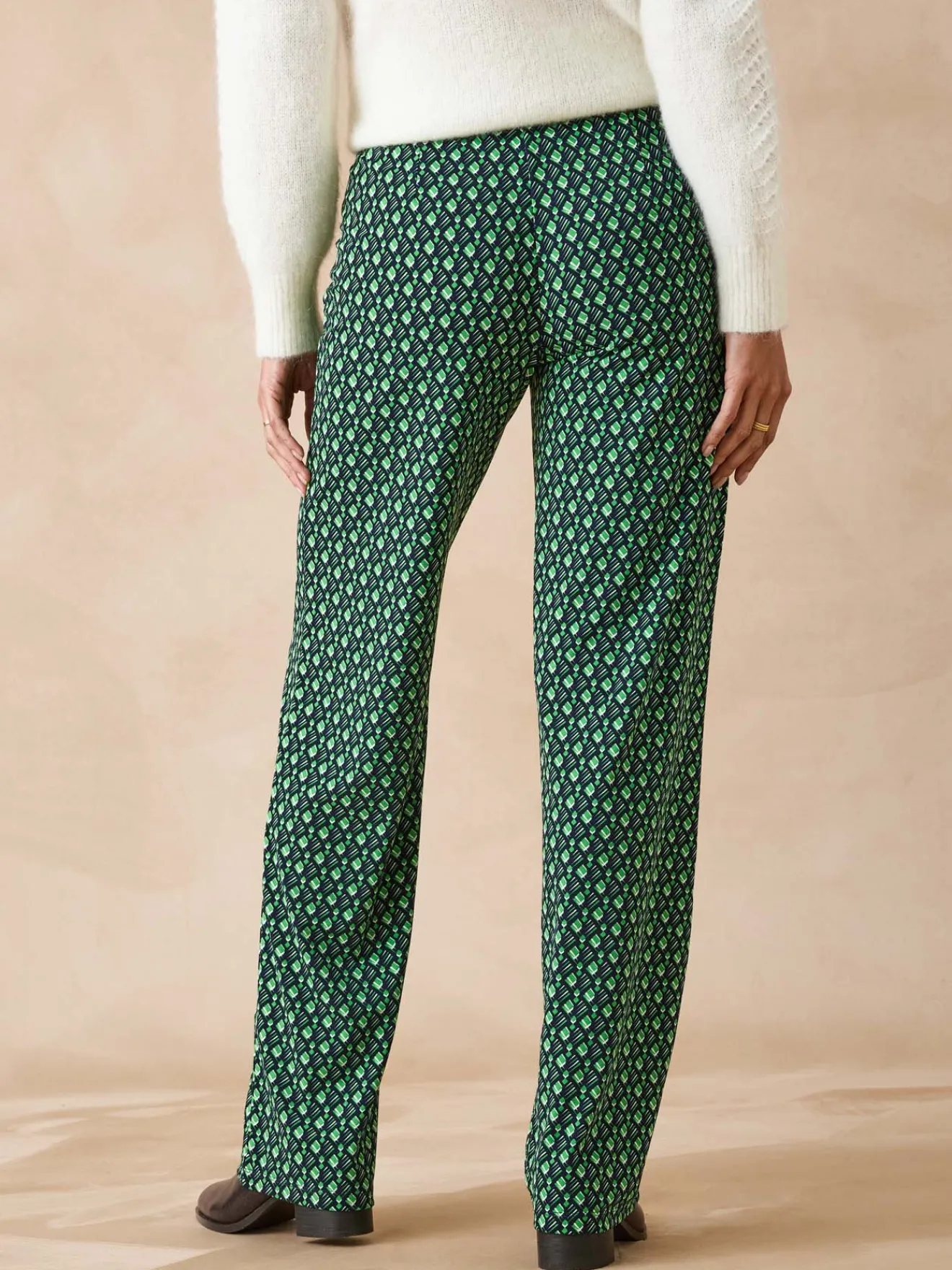 New Pantalon en crêpe fluide Femme Pantalon