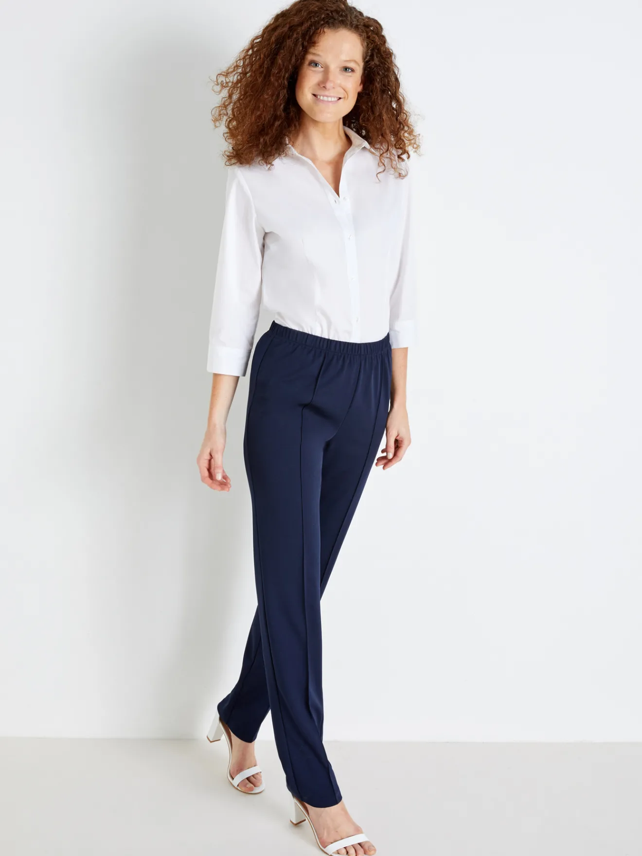 New Pantalon en maille stature + d'1,60m Femme Pantalon