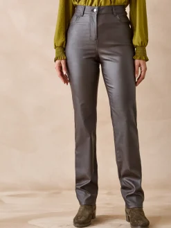 Clearance Pantalon enduit taille haute Femme Pantalon