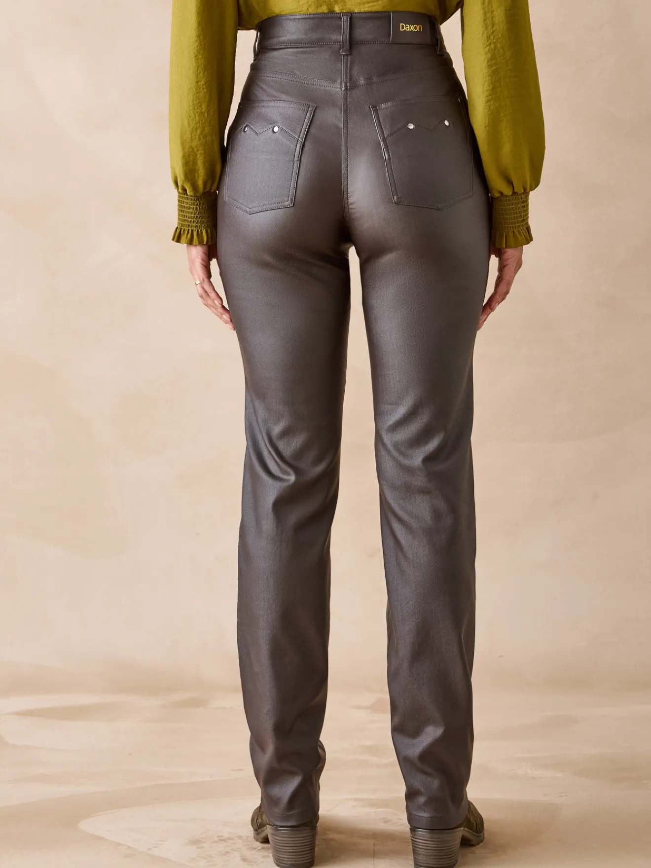 Clearance Pantalon enduit taille haute Femme Pantalon