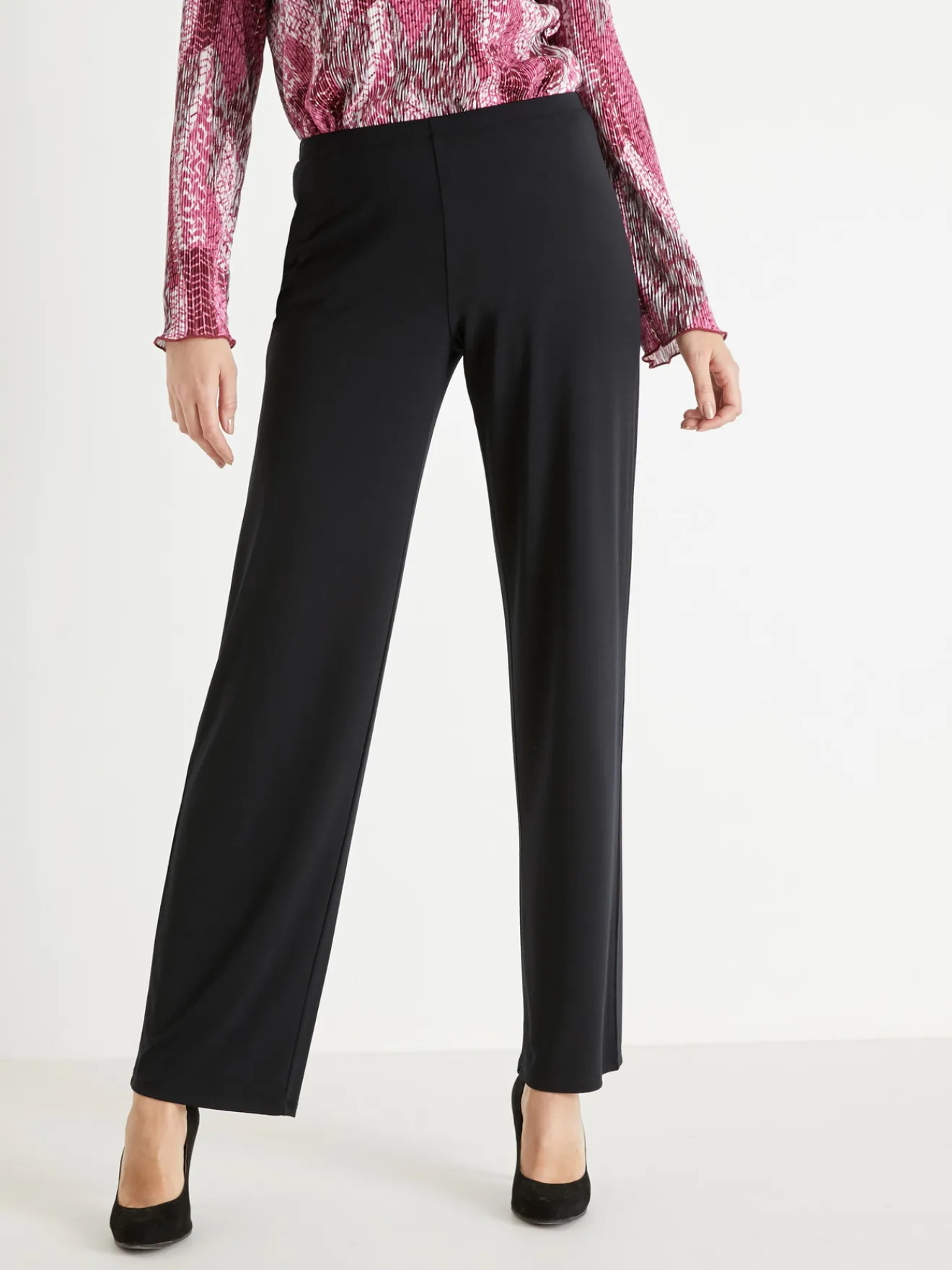 Pantalon entièrement élastiqué en maille Femme Pantalon