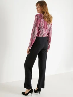 Pantalon entièrement élastiqué en maille Femme Pantalon