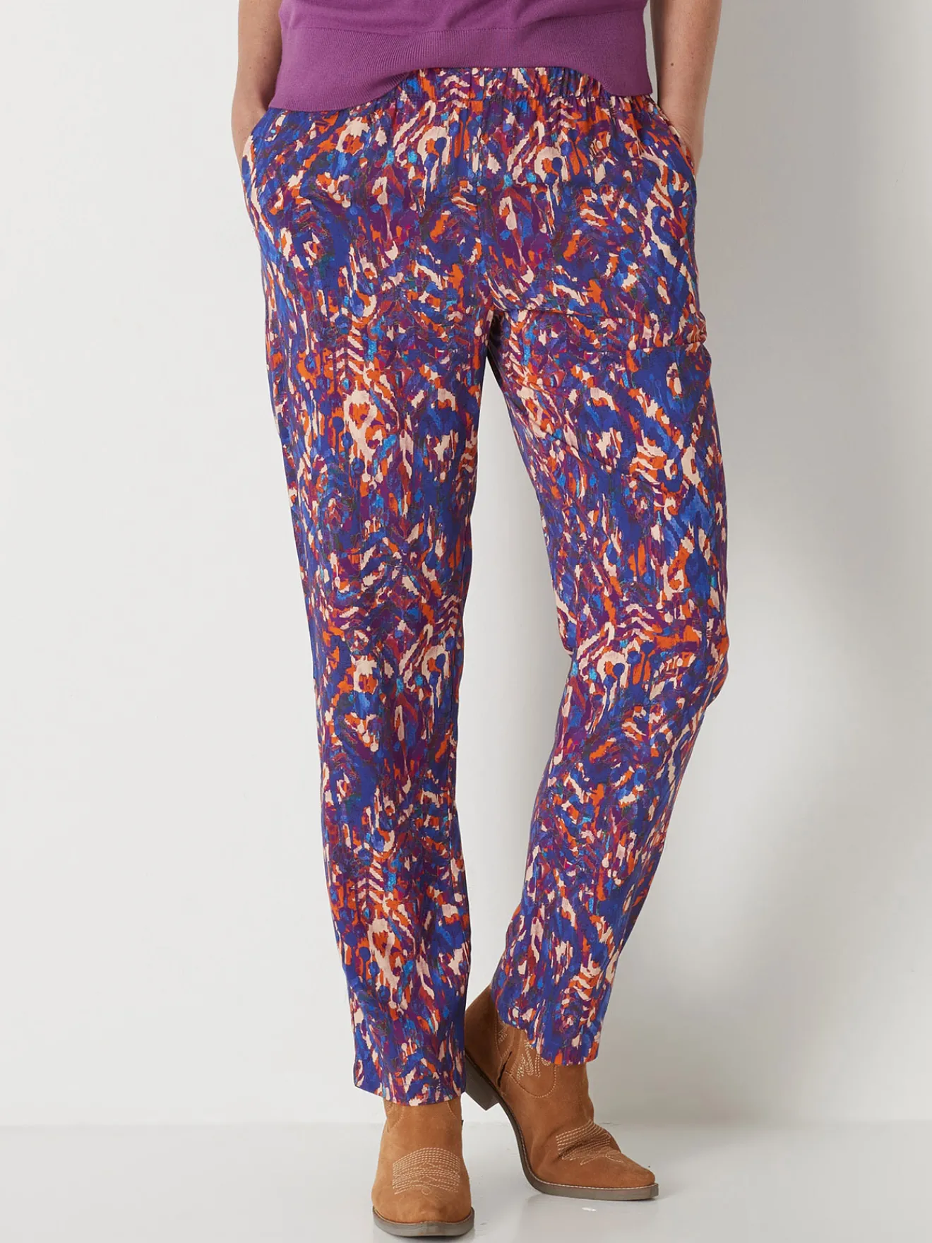 Pantalon fluide élastiqué Femme Pantalon