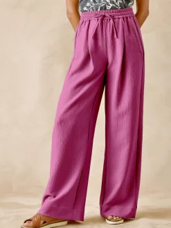 Outlet Pantalon large aspect froissé Femme Pantalon