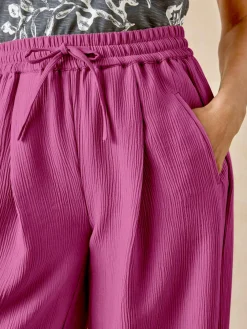 Outlet Pantalon large aspect froissé Femme Pantalon