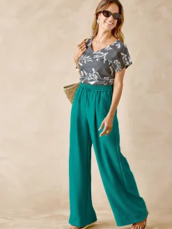 Best Pantalon large aspect froissé Femme Pantalon