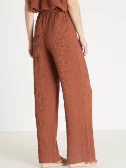 Hot Pantalon large en seersucker Femme Pantalon