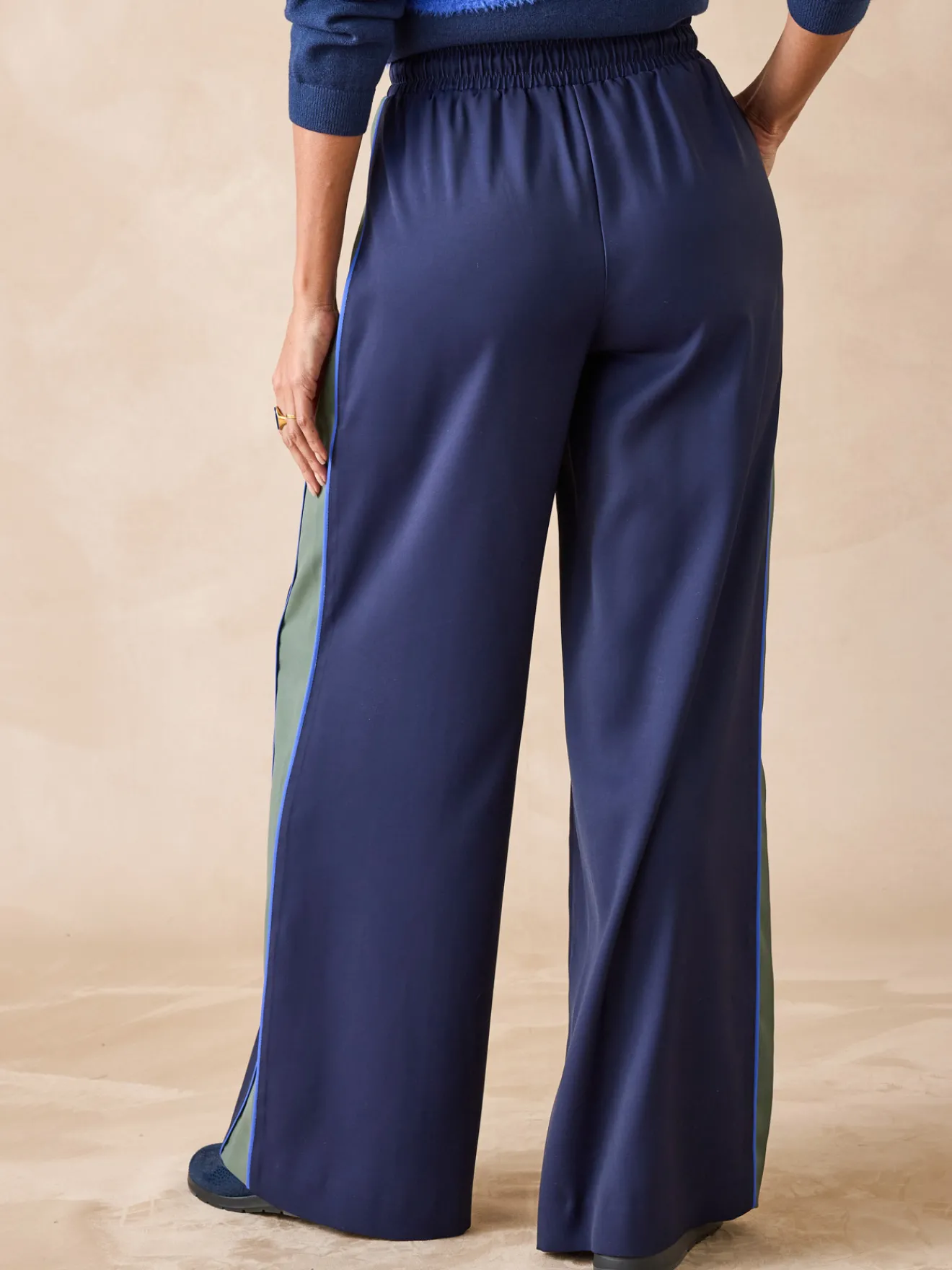 Outlet Pantalon large palazzo élastiqué Femme Pantalon