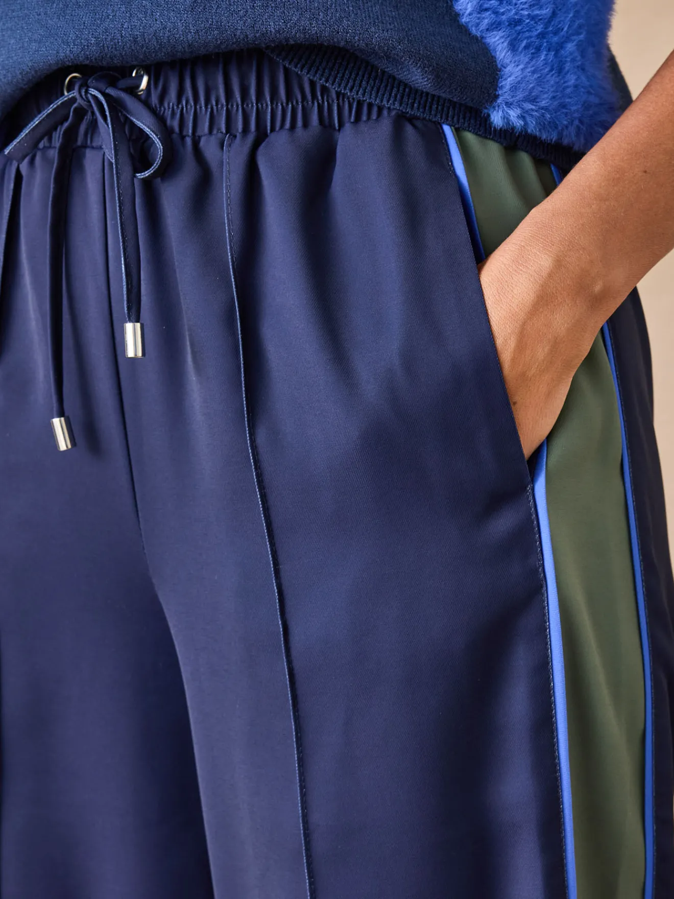 Outlet Pantalon large palazzo élastiqué Femme Pantalon