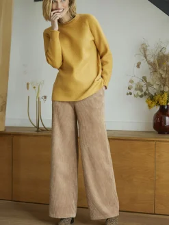 Hot Pantalon large velours côtelé Femme Pantalon