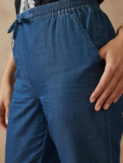 Clearance Pantalon élastiqué en chambray Femme Pantalon