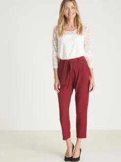 Sale Pantalon élastiqué en maille Femme Pantalon