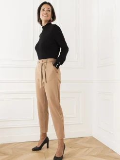 Sale Pantalon élastiqué en maille Femme Pantalon