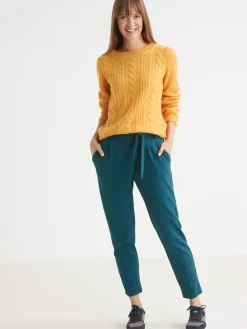 Online Pantalon élastiqué en maille Femme Pantalon