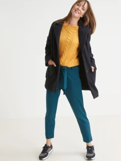 Online Pantalon élastiqué en maille Femme Pantalon