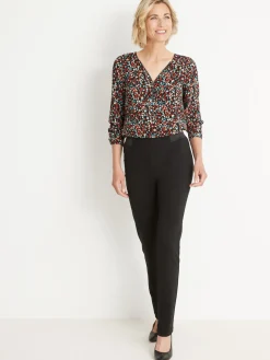 Pantalon élastiqué en maille milano Femme Pantalon