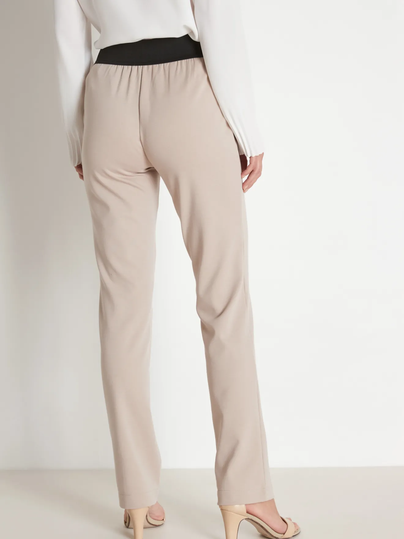 Online Pantalon élastiqué en maille milano Femme Pantalon