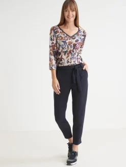 Hot Pantalon élastiqué en maille Femme Pantalon