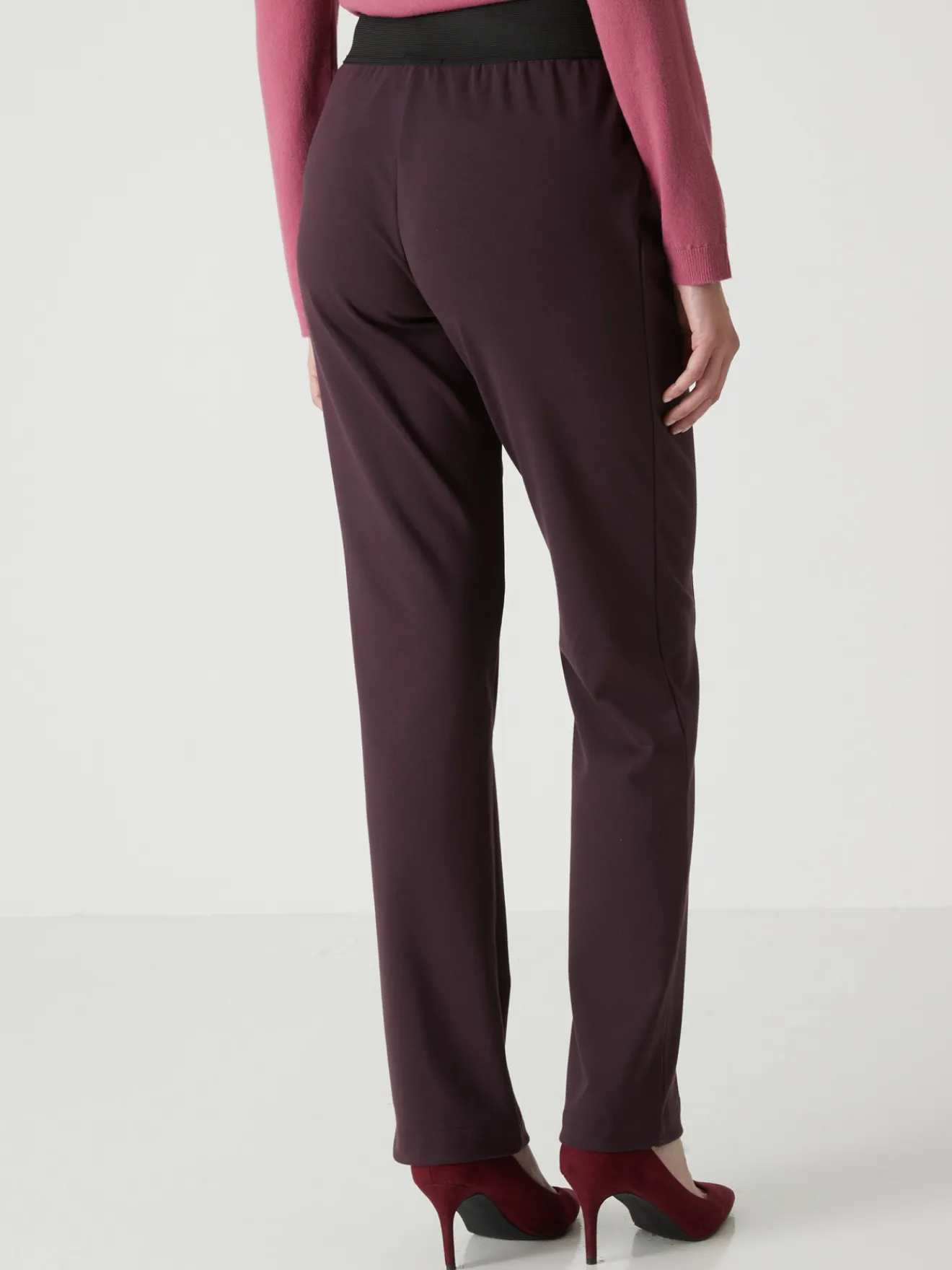 Online Pantalon élastiqué en maille milano Femme Pantalon