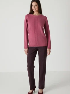 Online Pantalon élastiqué en maille milano Femme Pantalon