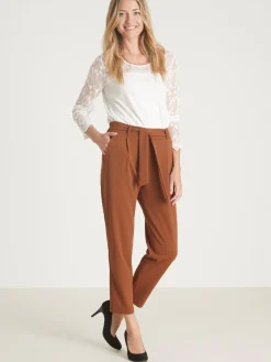 New Pantalon élastiqué en maille Femme Pantalon