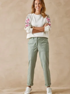 Outlet Pantalon 7/8ème en toile extensible Femme Pantalon