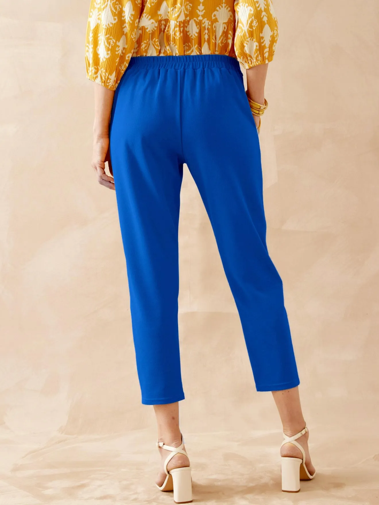 Online Pantalon raccourci élastiqué Femme Pantalon