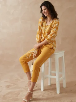 Outlet Pantalon raccourci élastiqué Femme Pantalon