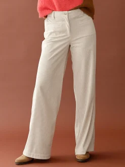 Online Pantalon évasé en velours côtelé Femme Pantalon