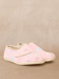 Outlet Pantoufles à scratch broderies fleurs Femme Pantoufles, Chaussons