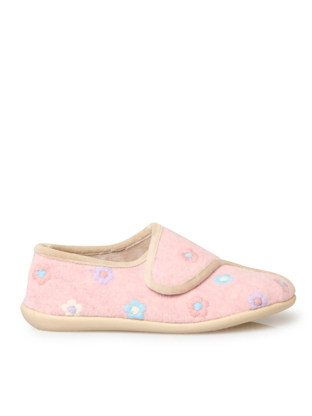 Outlet Pantoufles à scratch broderies fleurs Femme Pantoufles, Chaussons