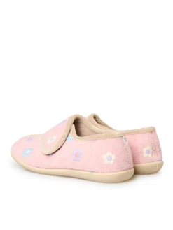 Outlet Pantoufles à scratch broderies fleurs Femme Pantoufles, Chaussons